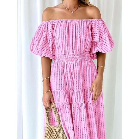 Off The Shoulder Flowy Maxi Dress, LARGE, 1DD-165D005 - Picture 3 of 3